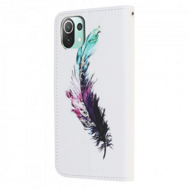 Leren Hoesje Xiaomi Mi 11 Lite 5g Ne / Mi 11 Lite 4g / 5g Veer Bescherming Hoesje
