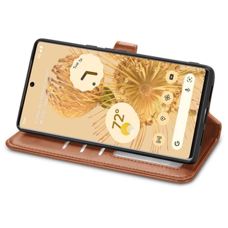 Flip Case Leren Google Pixel 6 Pro Kunstleer En Vintage Sluiting