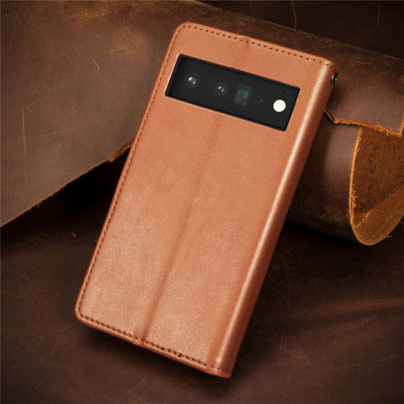 Flip Case Leren Google Pixel 6 Pro Kunstleer En Vintage Sluiting