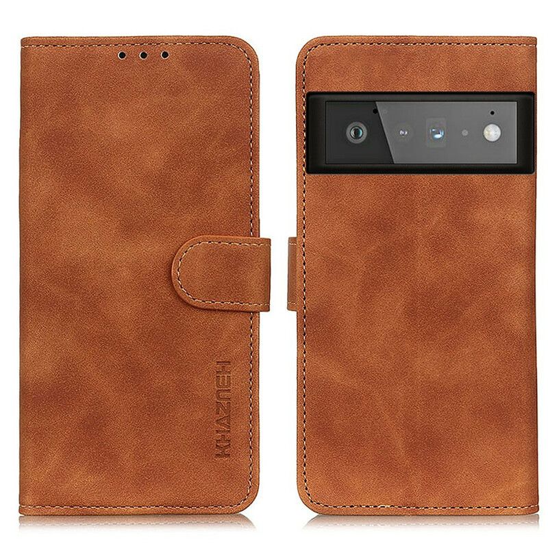 Flip Case Leren Google Pixel 6 Pro Vintage Khazneh Leereffect