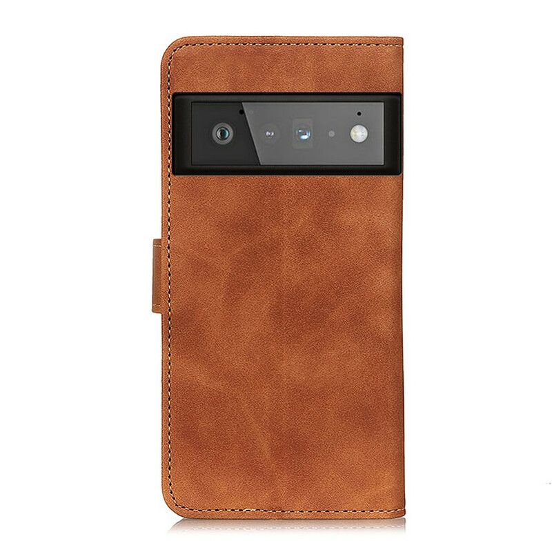 Flip Case Leren Google Pixel 6 Pro Vintage Khazneh Leereffect