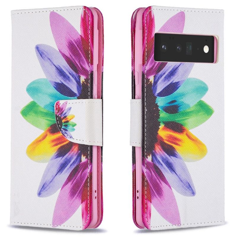 Folio-hoesje Google Pixel 6 Pro Bloem Aquarel Bescherming Hoesje