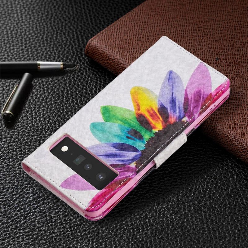 Folio-hoesje Google Pixel 6 Pro Bloem Aquarel Bescherming Hoesje