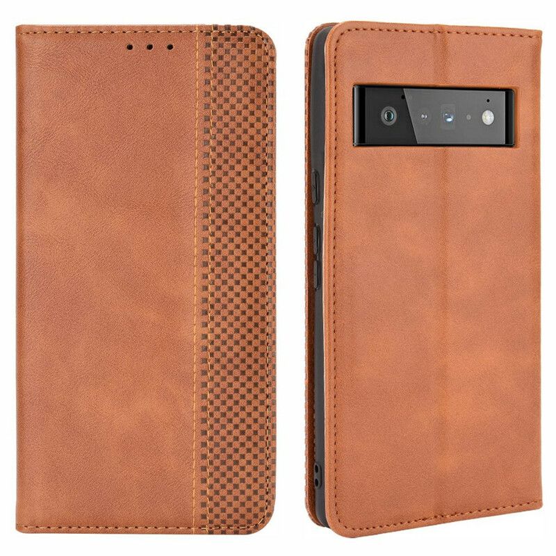 Folio-hoesje Google Pixel 6 Pro Gestileerd Vintage Leereffect Bescherming Hoesje