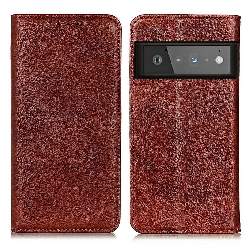 Folio-hoesje Google Pixel 6 Pro Gestructureerd Splitleer Bescherming Hoesje