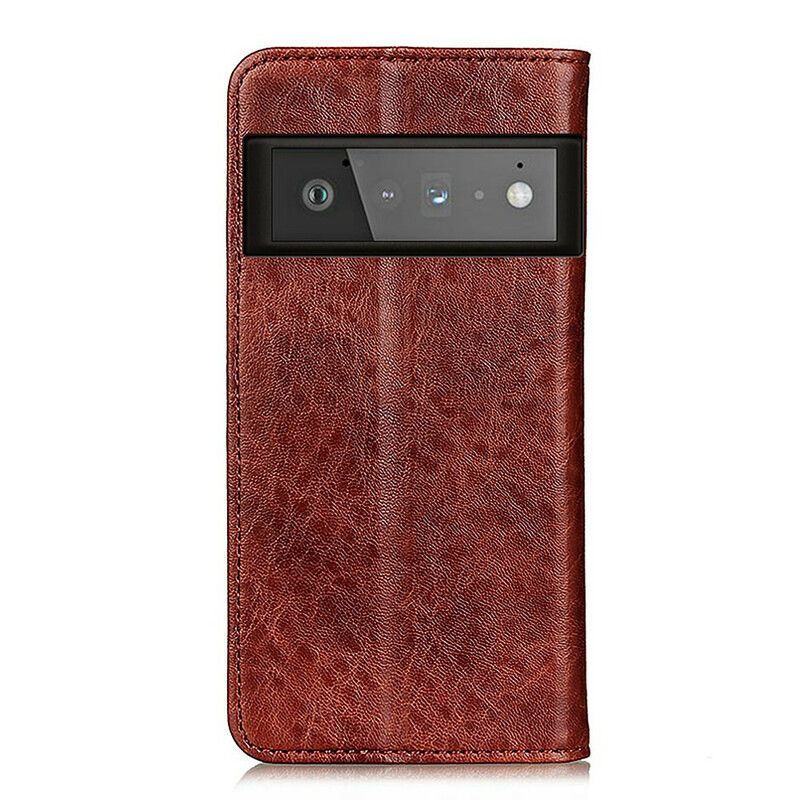 Folio-hoesje Google Pixel 6 Pro Gestructureerd Splitleer Bescherming Hoesje