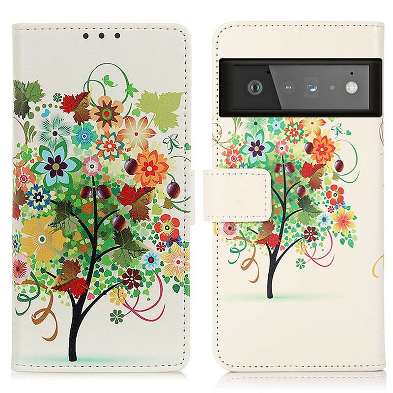 Folio-hoesje Google Pixel 6 Pro Telefoonhoesje Bloeiende Boom