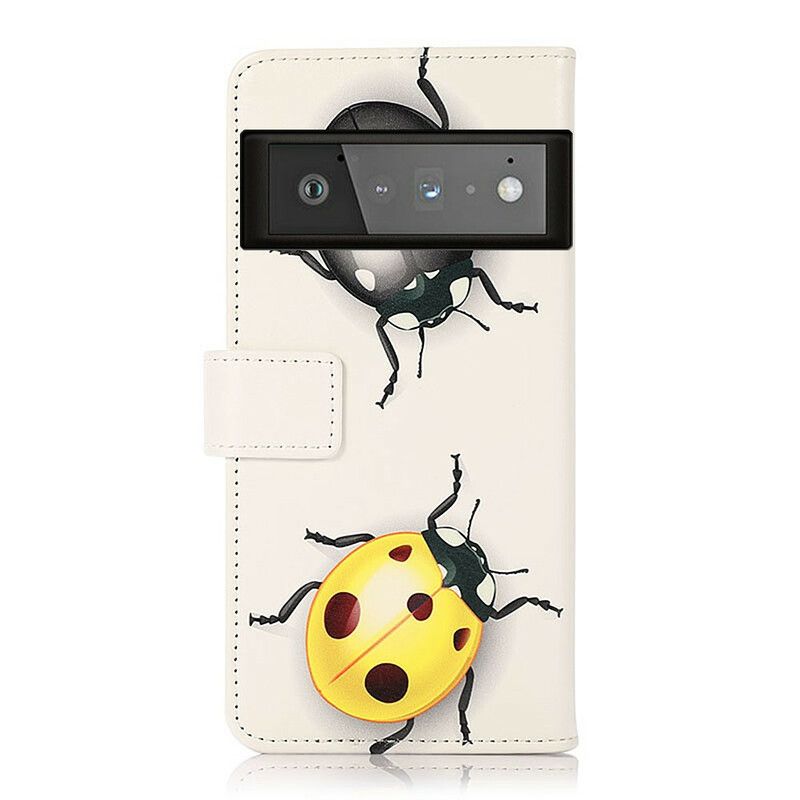 Folio-hoesje Google Pixel 6 Pro Telefoonhoesje Lieveheersbeestjes