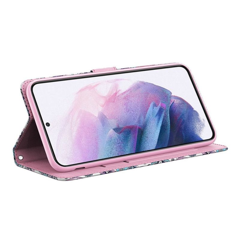 Folio-hoesje Google Pixel 6 Pro Telefoonhoesje Roze Boom En Zwarte Kat