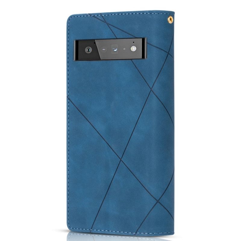 Folio-hoesje Google Pixel 6 Pro Telefoonhoesje Tweekleurige Zak Met Rits Met Grafische Print