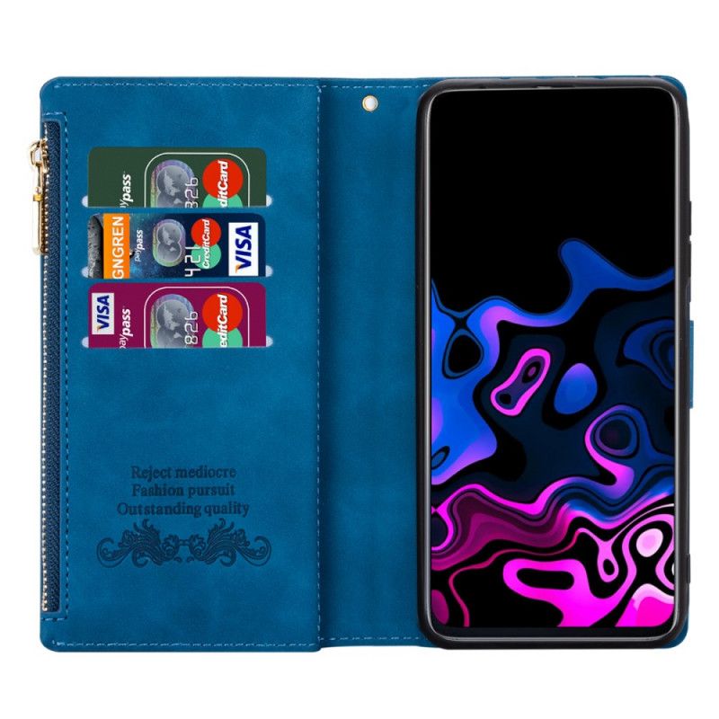 Folio-hoesje Google Pixel 6 Pro Telefoonhoesje Tweekleurige Zak Met Rits Met Grafische Print