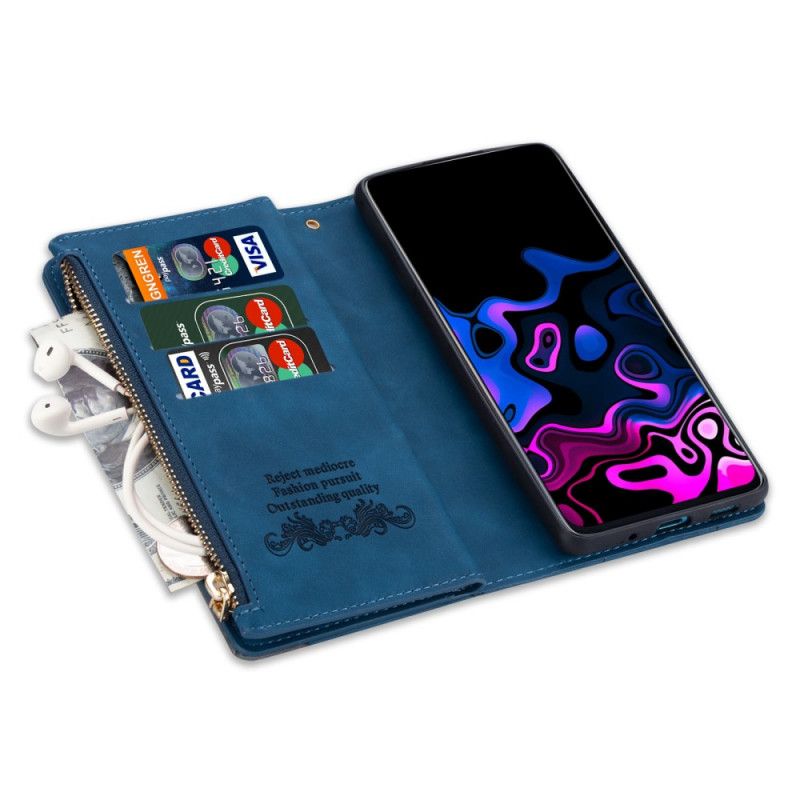 Folio-hoesje Google Pixel 6 Pro Telefoonhoesje Tweekleurige Zak Met Rits Met Grafische Print