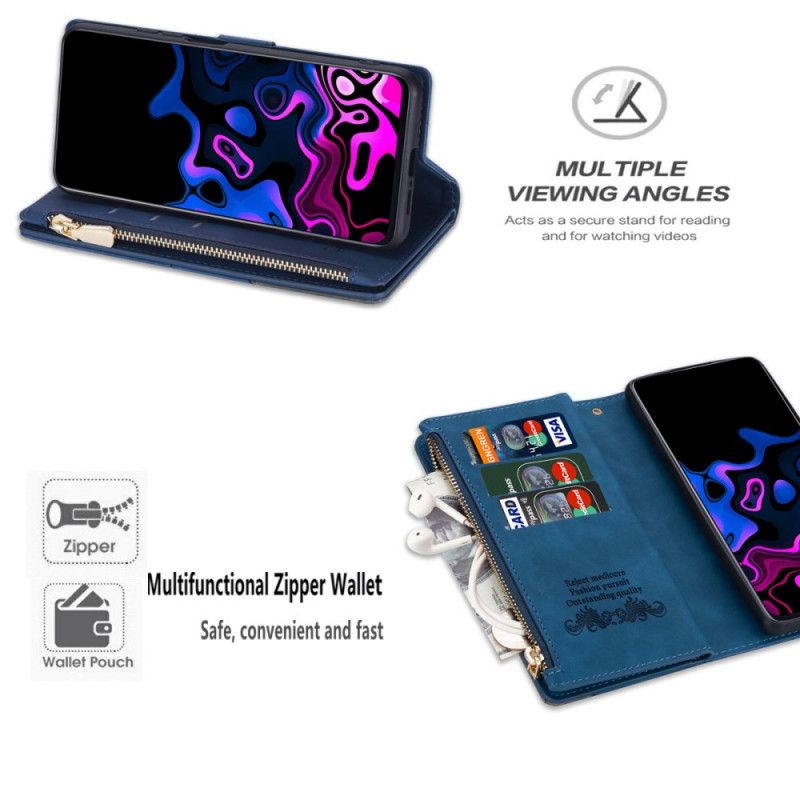 Folio-hoesje Google Pixel 6 Pro Telefoonhoesje Tweekleurige Zak Met Rits Met Grafische Print