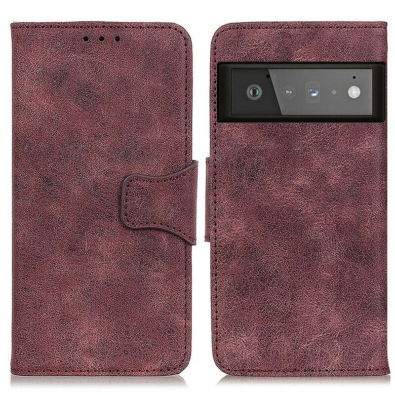 Folio-hoesje Google Pixel 6 Pro Telefoonhoesje Vintage Dubbelzijdige Magnetische Klep