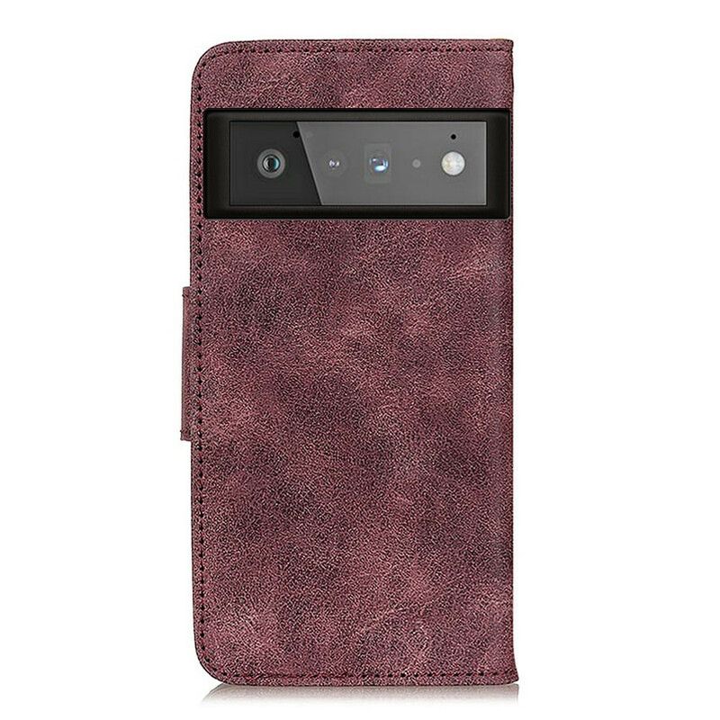 Folio-hoesje Google Pixel 6 Pro Telefoonhoesje Vintage Dubbelzijdige Magnetische Klep