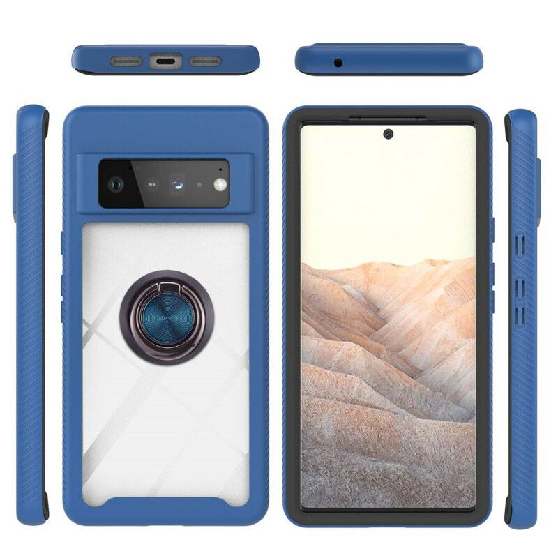 Hoesje Google Pixel 6 Pro Hybride Afgeschuinde Randen Met Ring