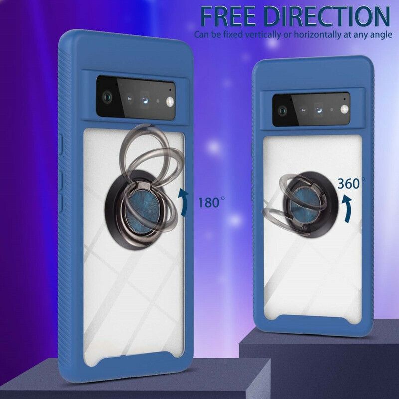 Hoesje Google Pixel 6 Pro Hybride Afgeschuinde Randen Met Ring