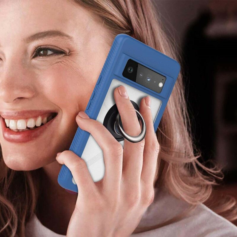 Hoesje Google Pixel 6 Pro Hybride Afgeschuinde Randen Met Ring