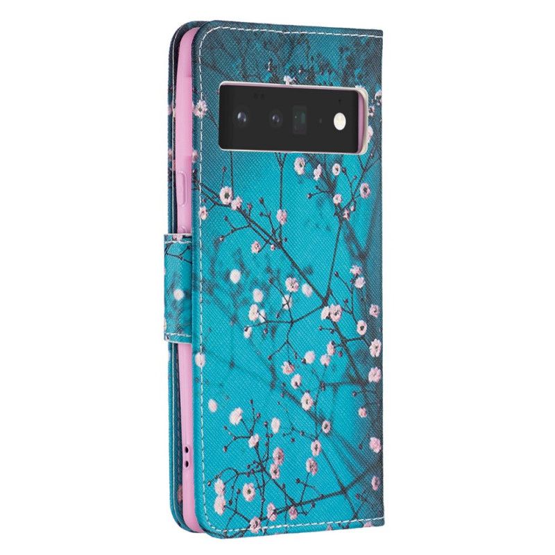 Leren Hoesje Google Pixel 6 Pro Bloeiende Boomtak Bescherming Hoesje