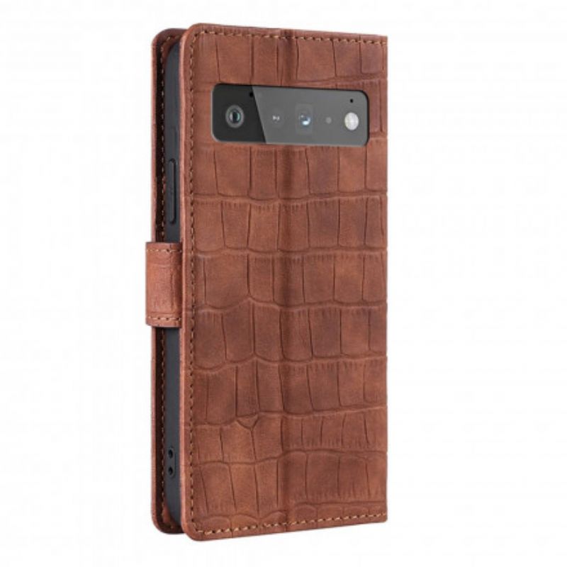 Leren Hoesje Voor Google Pixel 6 Pro Skin-touch Krokodil