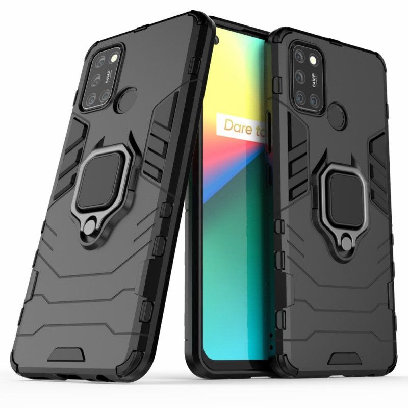 Case Hoesje Realme 7i Rood Zwart Telefoonhoesje Resistente Ring