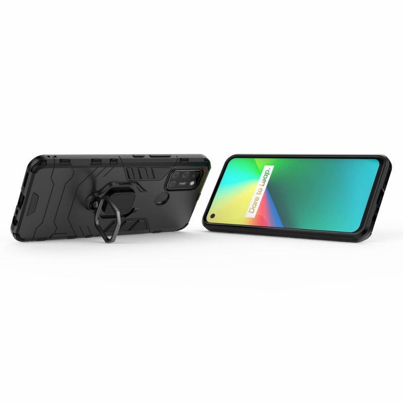 Case Hoesje Realme 7i Rood Zwart Telefoonhoesje Resistente Ring