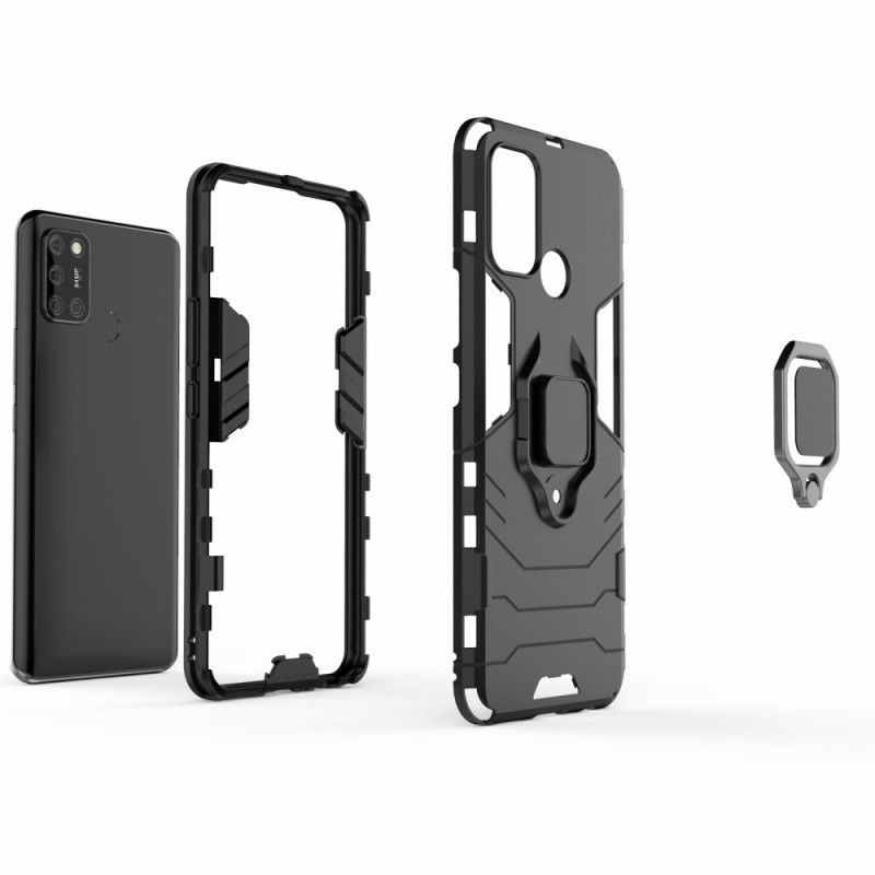 Case Hoesje Realme 7i Rood Zwart Telefoonhoesje Resistente Ring