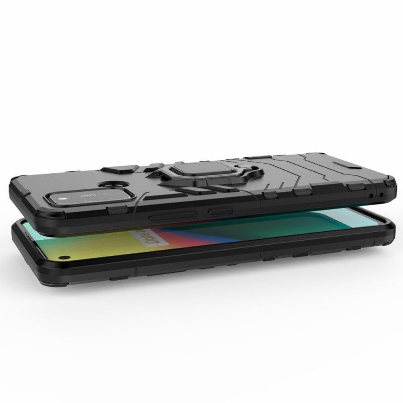 Case Hoesje Realme 7i Rood Zwart Telefoonhoesje Resistente Ring