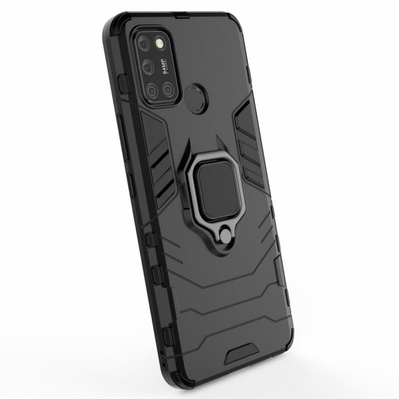 Case Hoesje Realme 7i Rood Zwart Telefoonhoesje Resistente Ring