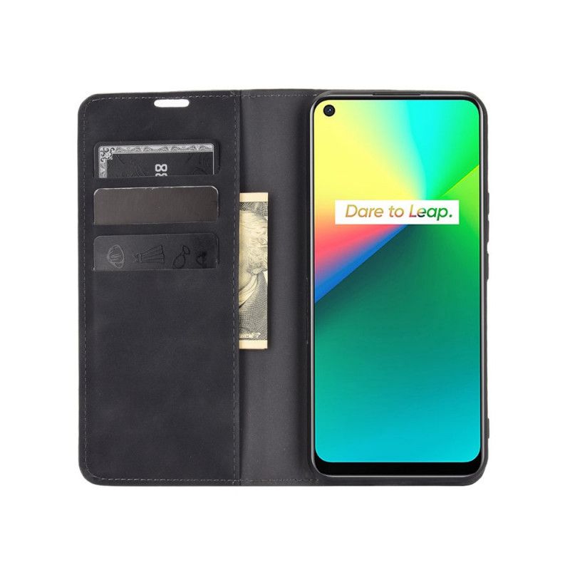 Folio-hoesje Realme 7i Grijs Zwart Huid-Aanraking