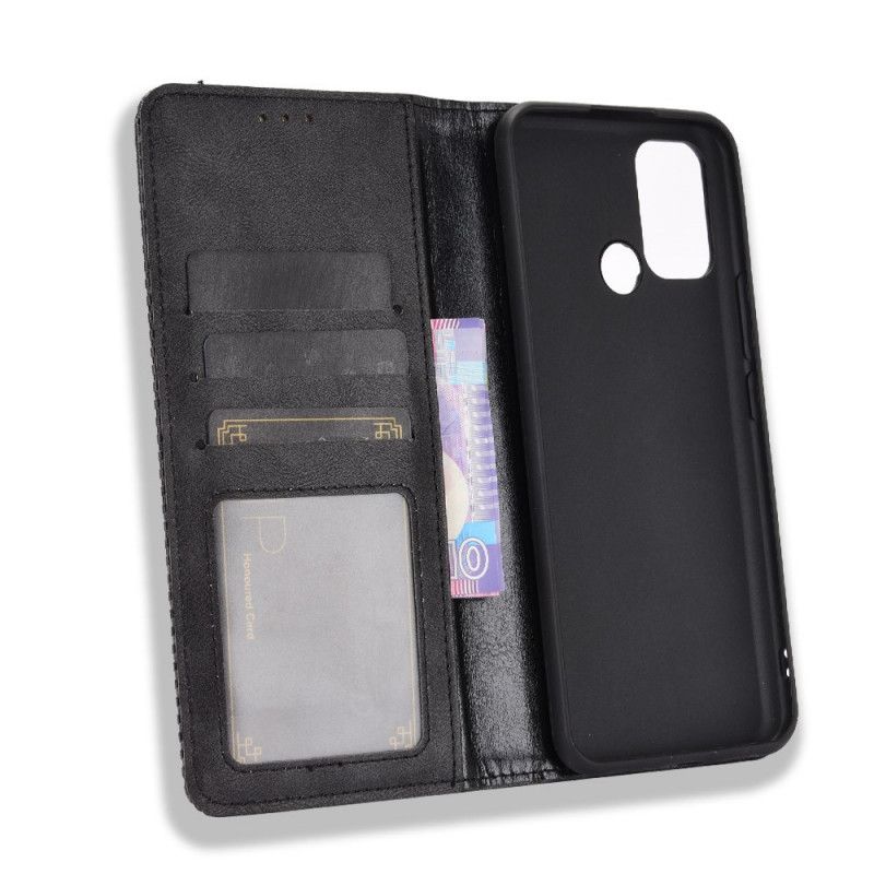 Folio-hoesje Realme 7i Rood Zwart Telefoonhoesje Gestileerd Vintage Leereffect
