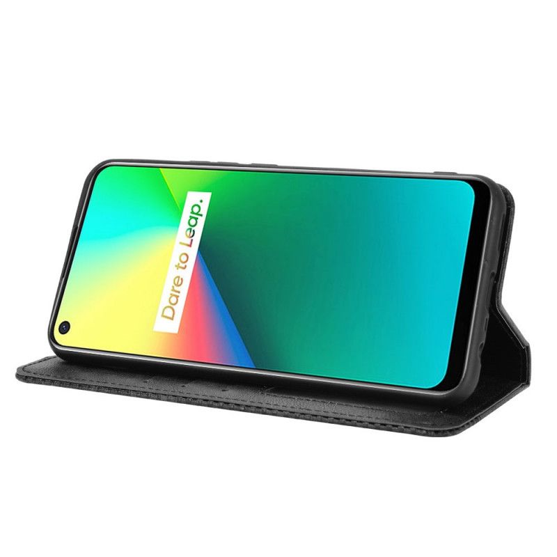 Folio-hoesje Realme 7i Rood Zwart Telefoonhoesje Gestileerd Vintage Leereffect