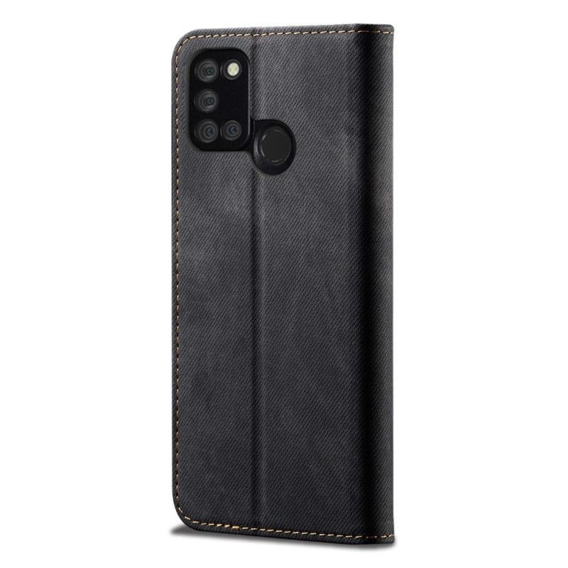 Folio-hoesje voor Realme 7i Donkerblauw Zwart Jeansstof