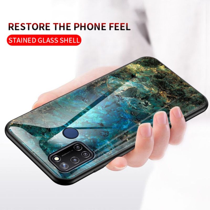 Hoesje Realme 7i Wit Zwart Premium Kleuren Gehard Glas
