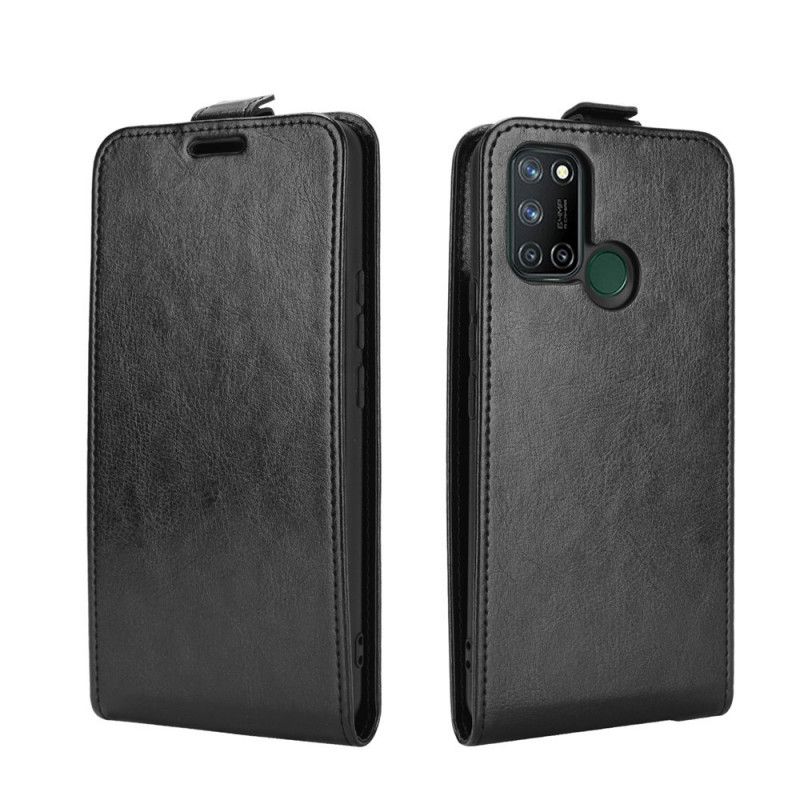 Leren Hoesje Realme 7i Wit Zwart Verticale Klep
