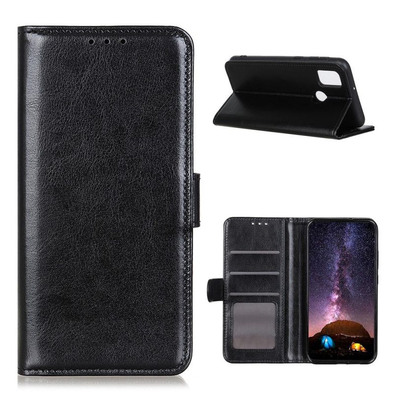 Leren Hoesje voor Realme 7i Wit Zwart Bevroren Finesse