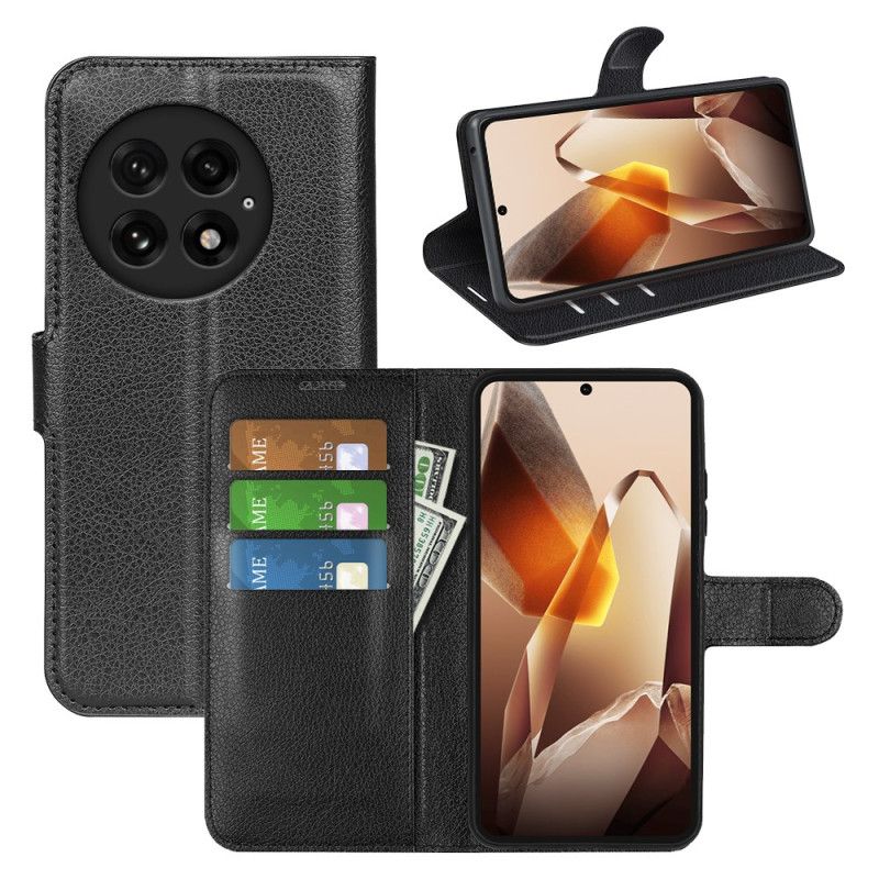 Folio-hoesje Oneplus 13 Telefoonhoesje Klassiek Lychee Kunstleer