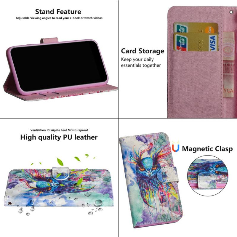 Cover Folio-hoesje Oppo Find X2 Neo Telefoonhoesje Aquarel Vogel