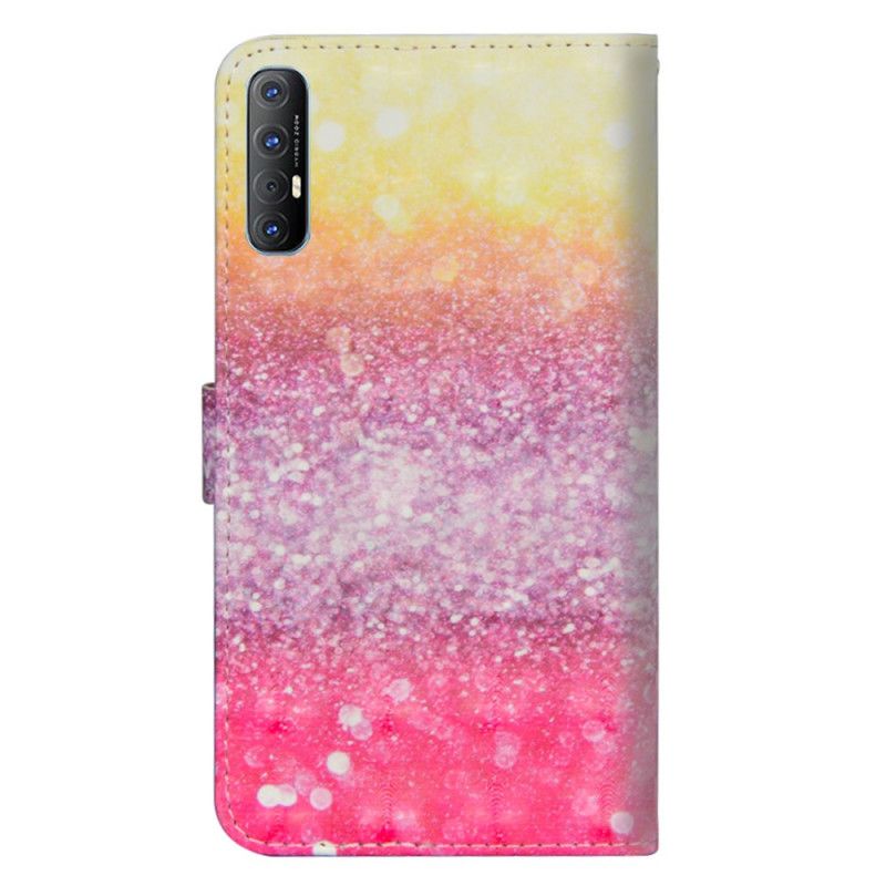 Leren Hoesje Oppo Find X2 Neo Verloop Magenta Glitter