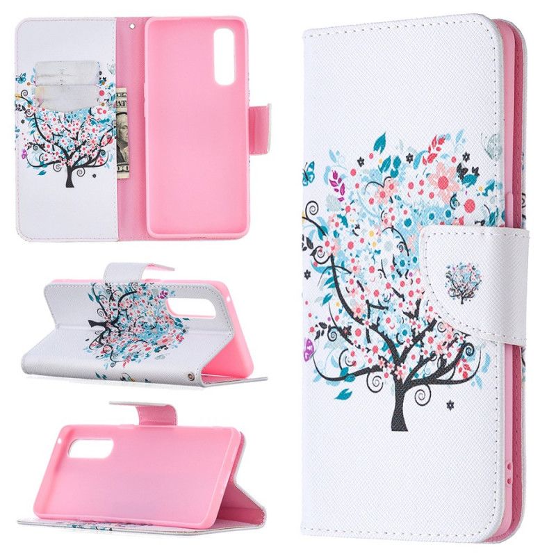 Leren Hoesje voor Oppo Find X2 Neo Bloemrijke Boom
