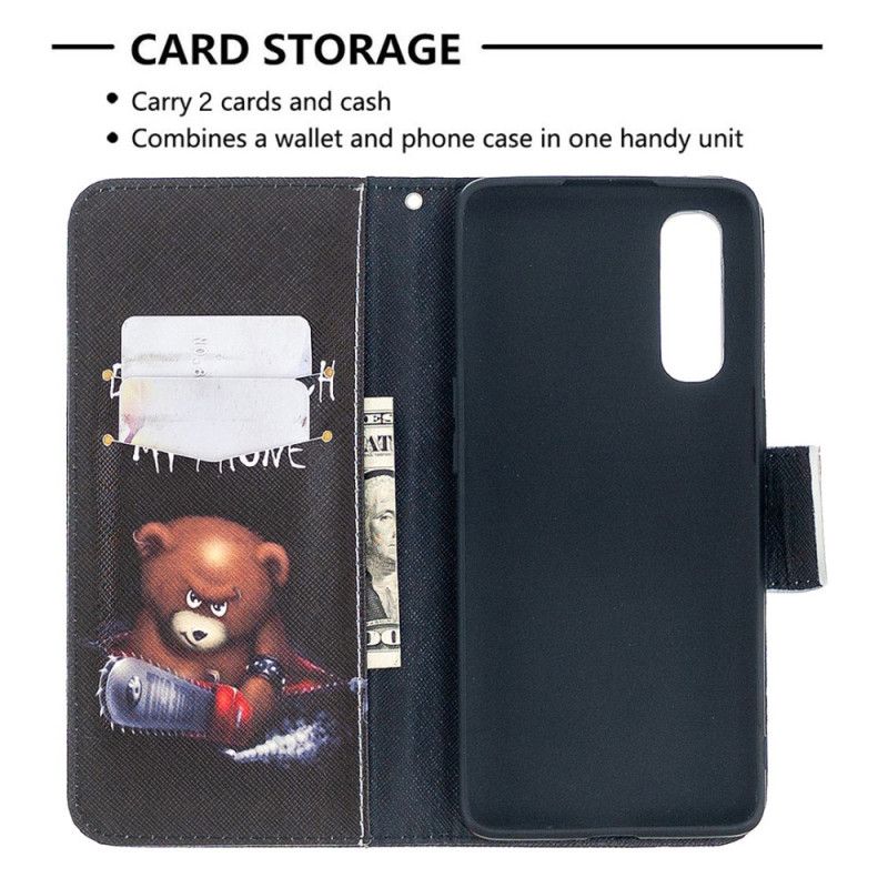 Leren Hoesje voor Oppo Find X2 Neo Gevaarlijke Beer