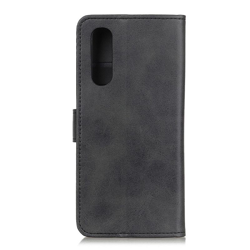 Leren Hoesje voor Oppo Find X2 Neo Rood Zwart Retro Mat Leereffect