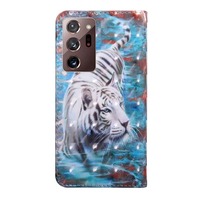 Cover Folio-hoesje Samsung Galaxy Note 20 Ultra Telefoonhoesje Tijger In Het Water