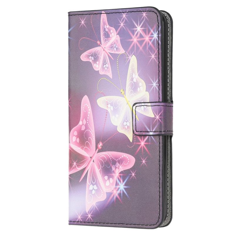 Cover Folio-hoesje Samsung Galaxy Note 20 Ultra Wit Zwart Telefoonhoesje Intense Vlinders