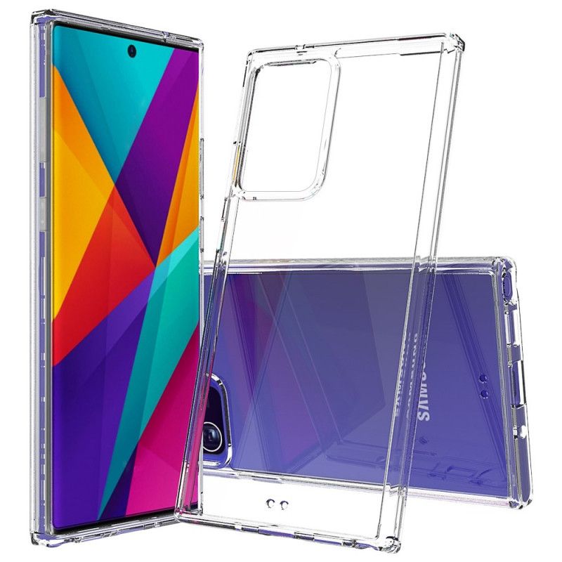 Cover Hoesje Samsung Galaxy Note 20 Ultra Grijs Zwart Telefoonhoesje Acrylkleurige Randen