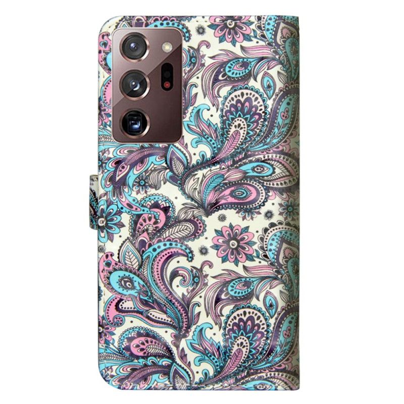 Flip Case Leren Samsung Galaxy Note 20 Ultra Bloemen Met Een Patroon
