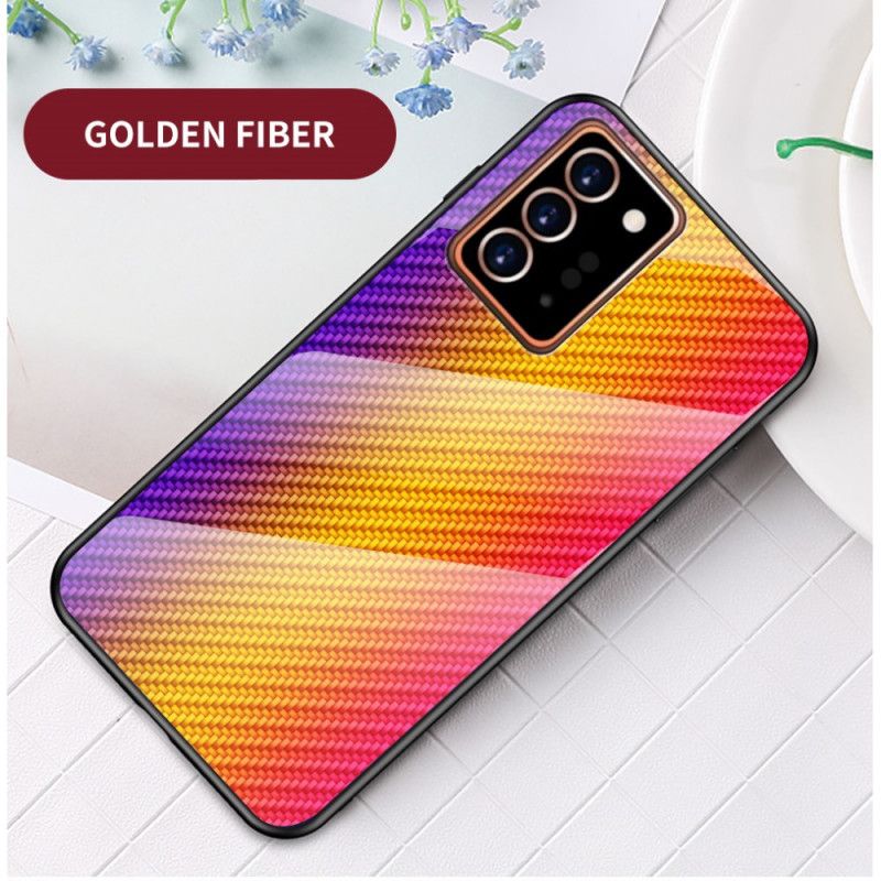 Hoesje Samsung Galaxy Note 20 Ultra Magenta Zwart Koolstofvezel Gehard Glas