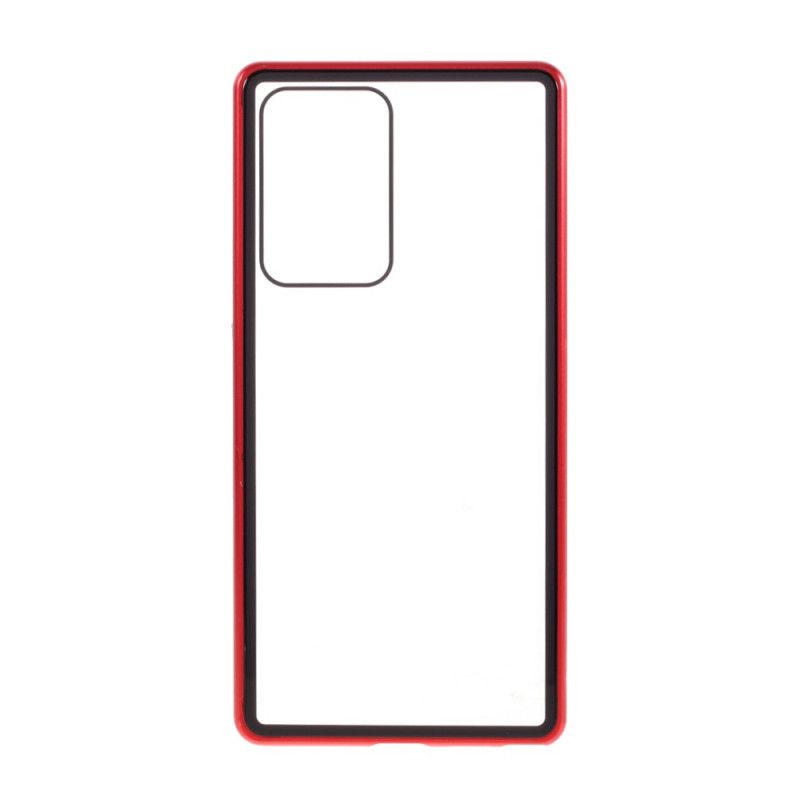 Hoesje Samsung Galaxy Note 20 Ultra Rood Zwart Achterkant En Randen Van Gehard Glas