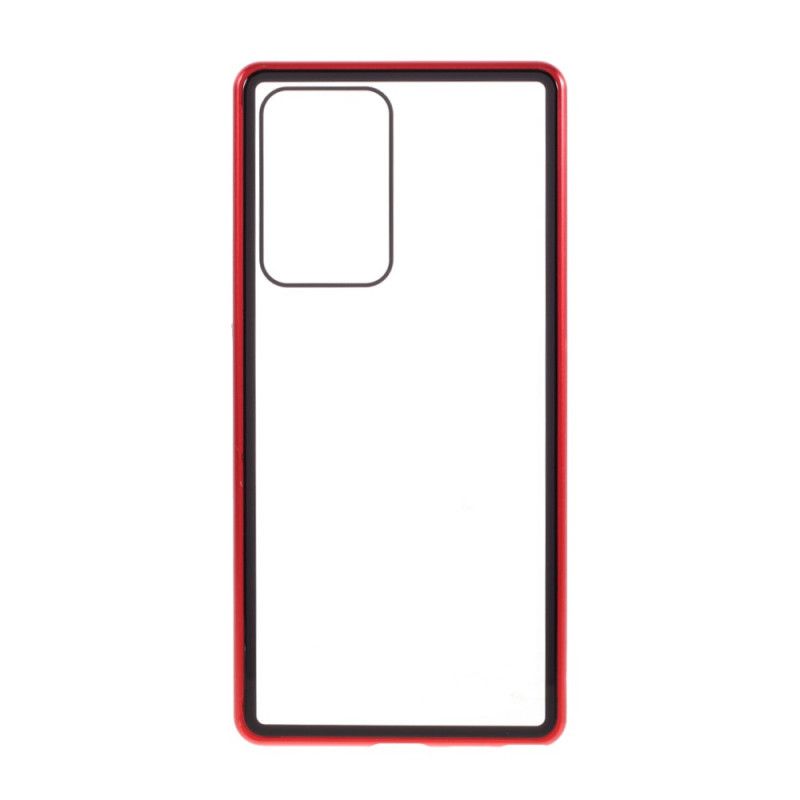Hoesje Samsung Galaxy Note 20 Ultra Rood Zwart Achterkant En Randen Van Gehard Glas