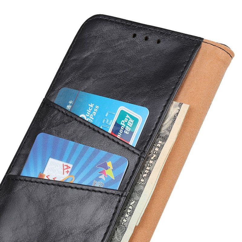 Leren Hoesje Samsung Galaxy Note 20 Ultra Donkerblauw Zwart Omkeerbare Splitlederen Sluiting